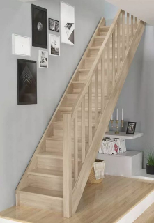 DOLLE HELSINKI - schody rovné s podstupnicemi, dub nelakovaný, zábradlí sloupky